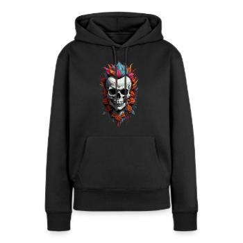 Skull Flowers Punk Rock alternatif - Sweat à capuche Premium bio Femme - noir - Devant - Julia (174cm)
