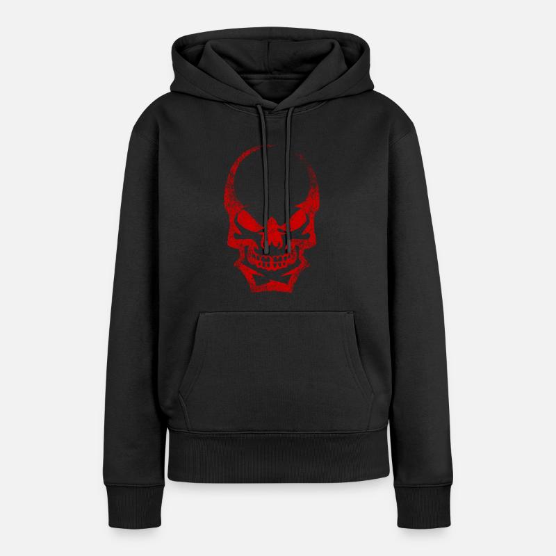 crâne - Sweat à capuche Premium bio Femme - noir