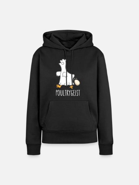 Poltergeist Huhn - Frauen Premium Bio Hoodie - Schwarz