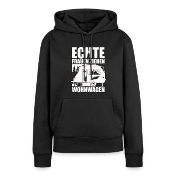 Wohnwagen Camping Geschenk - Frauen Premium Bio Hoodie - Schwarz - Vorne - Julia (174cm)