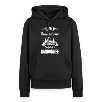 Sous-estimer trentenaire qui fait de la randonnée - Sweat à capuche Premium bio Femme - noir - Devant - Julia (174cm)