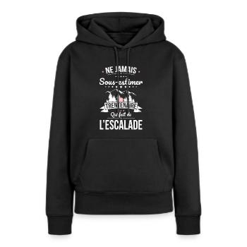 Sous-estimer trentenaire qui fait de l'escalade - Sweat à capuche Premium bio Femme - noir - Devant - Julia (174cm)