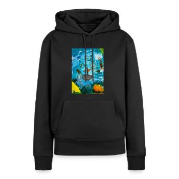 Die Wellenreiter - Frauen Premium Bio Hoodie - Schwarz - Vorne - Julia (174cm)