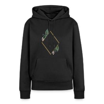 Floral design customizable - Women’s Premium Organic Hoodie - black - Front - Julia (174cm)