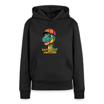 Raptor with Cap - Raptor-ly Awesome - Women’s Premium Organic Hoodie - black - Front - Julia (174cm)
