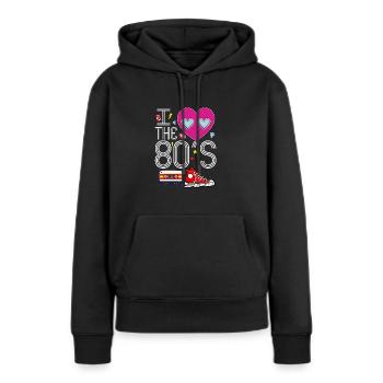 I Heart The 80's - Sweat à capuche Premium bio Femme - noir - Devant - Julia (174cm)