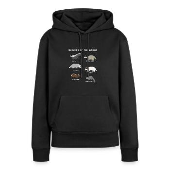 Dachs der Welt - Frauen Premium Bio Hoodie - Schwarz - Vorne - Julia (174cm)