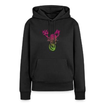 Cerf avec chapeau de bollen de la Forêt Noire et sous-vêtements - Sweat à capuche Premium bio Femme - noir - Devant - Julia (174cm)