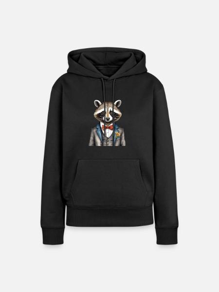 Gentleman Waschbär - Frauen Premium Bio Hoodie - Schwarz