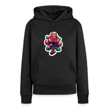 Kirschblüten Ast in Pink - Frauen Premium Bio Hoodie - Schwarz - Vorne - Julia (174cm)