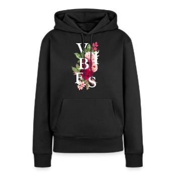 Vibes flowers - Sweat à capuche Premium bio Femme - noir - Devant - Julia (174cm)