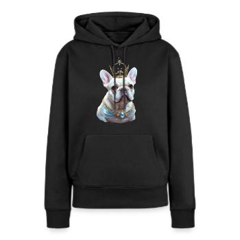 Tête de bouledogue français sur chemise et accès - Sweat à capuche Premium bio Femme - noir - Devant - Julia (174cm)