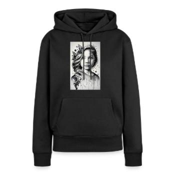 Fille en noir et blanc - Sweat à capuche Premium bio Femme - noir - Devant - Julia (174cm)