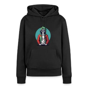 La mort dans le quartier - Sweat à capuche Premium bio Femme - noir - Devant - Julia (174cm)