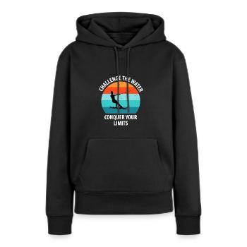 Ski nautique, ski nautique, skieurs nautiques - Sweat à capuche Premium bio Femme - noir - Devant - Julia (174cm)