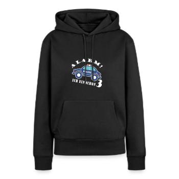 Alarm ich bin schon 3 Polizei - Frauen Premium Bio Hoodie - Schwarz - Vorne - Julia (174cm)