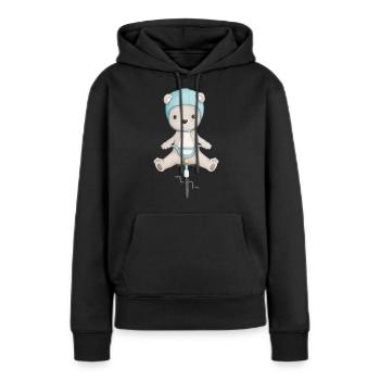 cute bear on the bike - Women’s Premium Organic Hoodie - black - Front - Julia (174cm)