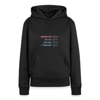 Les droits des femmes sont des droits humains - Sweat à capuche Premium bio Femme - noir - Devant - Julia (174cm)