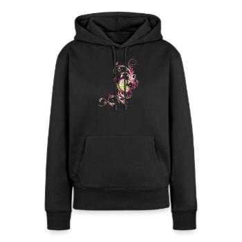 Floral ornament with butterfly and blossoms - Women’s Premium Organic Hoodie - black - Front - Julia (174cm)