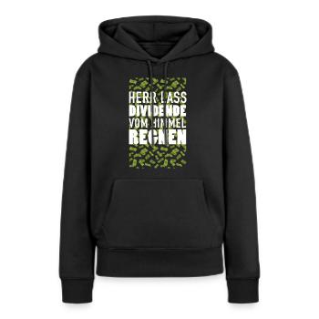 HERR LASS DIVIDENDE VOM HIMMEL REGNEN Aktien - Frauen Premium Bio Hoodie - Schwarz - Vorne - Julia (174cm)
