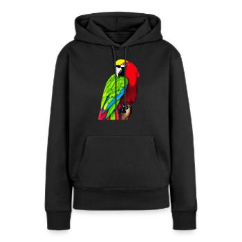 Joli oiseau perroquet - Sweat à capuche Premium bio Femme - noir - Devant - Julia (174cm)