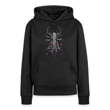 Monstre visqueux, créature mignonne de la nuit - Sweat à capuche Premium bio Femme - noir - Devant - Julia (174cm)