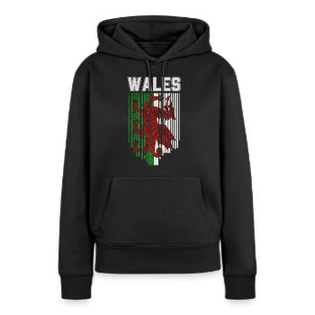 Drapeau du Pays de Galles, fierté galloise - Sweat à capuche Premium bio Femme - noir - Devant - Julia (174cm)