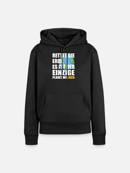 Bier Planet Retten - Frauen Premium Bio Hoodie - Schwarz