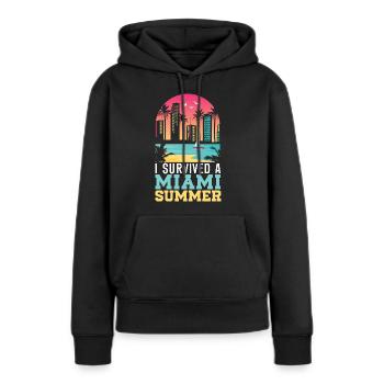 États-Unis États-Unis État d’Amérique Miami - Sweat à capuche Premium bio Femme - noir - Devant - Julia (174cm)