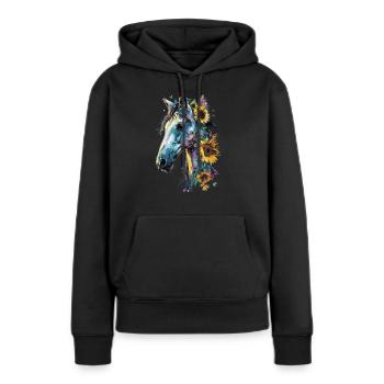 Arabe - Sweat à capuche Premium bio Femme - noir - Devant - Julia (174cm)