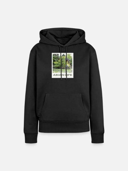 Asiatischer Gartensee Zen - Frauen Premium Bio Hoodie - Schwarz