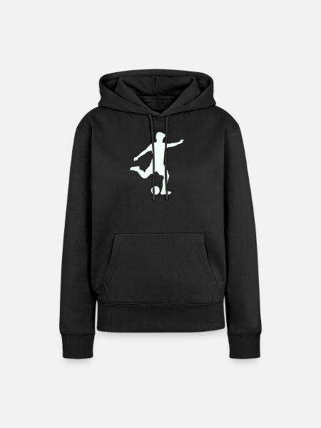 Kicker-Silhouette im Sprung - Frauen Premium Bio Hoodie - Schwarz