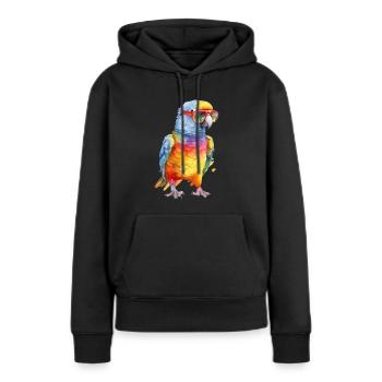 Perroquet cool coloré avec des lunettes de soleil - Sweat à capuche Premium bio Femme - noir - Devant - Julia (174cm)