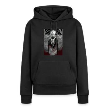 Culte de la forêt - Sweat à capuche Premium bio Femme - noir - Devant - Julia (174cm)