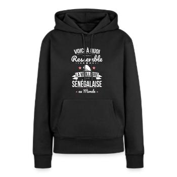 Voici à quoi ressemble la meilleure Sénégalaise - Sweat à capuche Premium bio Femme - noir - Devant - Julia (174cm)