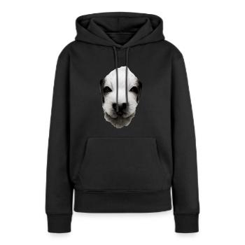 Visage de chiot - Sweat à capuche Premium bio Femme - noir - Devant - Julia (174cm)