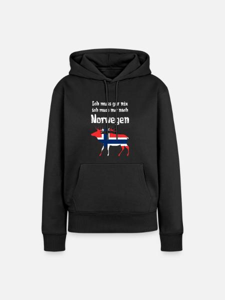 Ich muss gar nix ich muss nur nach Norwegen - Frauen Premium Bio Hoodie - Schwarz