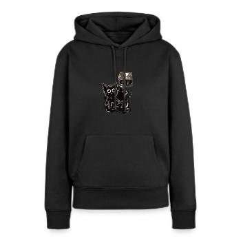 Ein schwarzes Kätzchen in Tinte - Humor - Frauen Premium Bio Hoodie - Schwarz - Vorne - Julia (174cm)