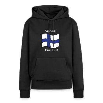 Finlande Drapeau de la Finlande - Sweat à capuche Premium bio Femme - noir - Devant - Julia (174cm)