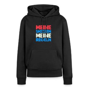 Meine Skizzen, Meine Regeln - Frauen Premium Bio Hoodie - Schwarz - Vorne - Julia (174cm)