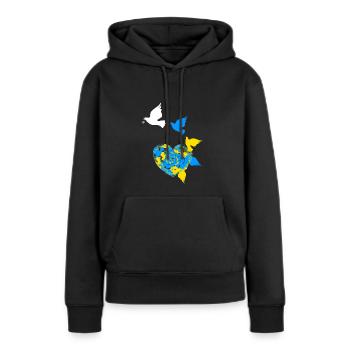 Ukraine - Sweat à capuche Premium bio Femme - noir - Devant - Julia (174cm)