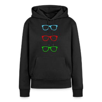 brille - Frauen Premium Bio Hoodie - Schwarz - Vorne - Julia (174cm)