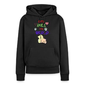 Pretty Darling Cats - Sweat à capuche Premium bio Femme - noir - Devant - Julia (174cm)