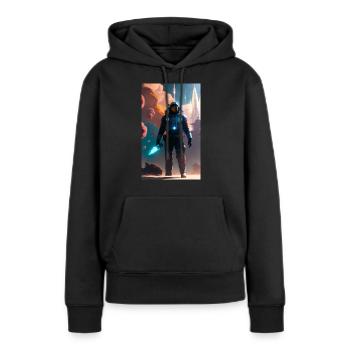 Raum - Frauen Premium Bio Hoodie - Schwarz - Vorne - Julia (174cm)