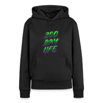 200 BPM LIFE Festival Design Pour Raver - Sweat à capuche Premium bio Femme - noir - Devant - Julia (174cm)