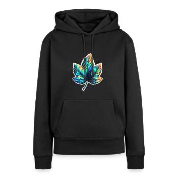 Ahorn Blatt holografisch - Frauen Premium Bio Hoodie - Schwarz - Vorne - Julia (174cm)