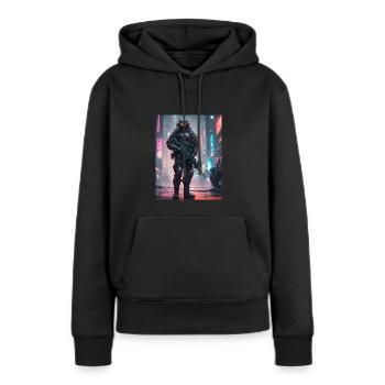 Sci-Fi Agenten-Shirt - Frauen Premium Bio Hoodie - Schwarz - Vorne - Julia (174cm)