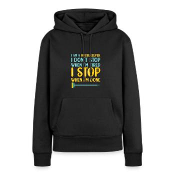 Femme de ménage Ménage - Sweat à capuche Premium bio Femme - noir - Devant - Julia (174cm)