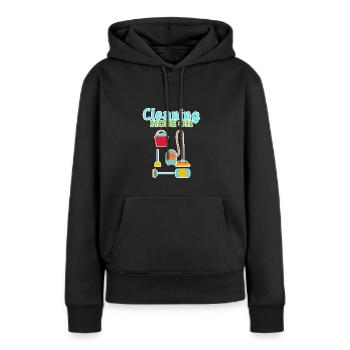 Femme de ménage Ménage - Sweat à capuche Premium bio Femme - noir - Devant - Julia (174cm)