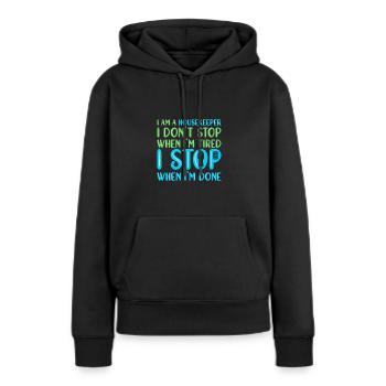 Femme de ménage Ménage - Sweat à capuche Premium bio Femme - noir - Devant - Julia (174cm)